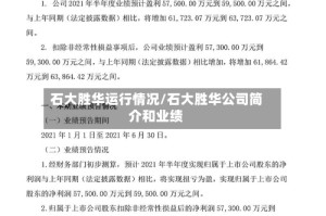 石大胜华运行情况/石大胜华公司简介和业绩