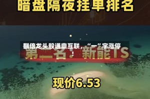 翻倍龙头股通鼎互联，“一”字涨停！