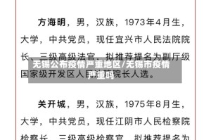 无锡公布疫情严重地区/无锡市疫情严重吗