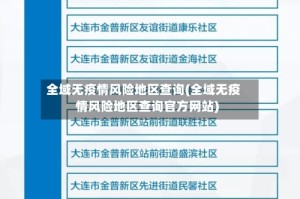 全域无疫情风险地区查询(全域无疫情风险地区查询官方网站)