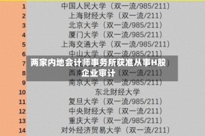 两家内地会计师事务所获准从事H股企业审计