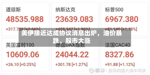 美伊接近达成协议消息出炉，油价暴跌、股市大涨-第1张图片