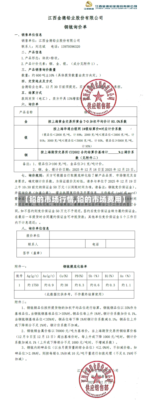 【铅的市场行情,铅的市场费用】-第2张图片