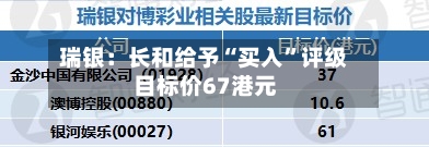 瑞银：长和给予“买入”评级 目标价67港元-第2张图片