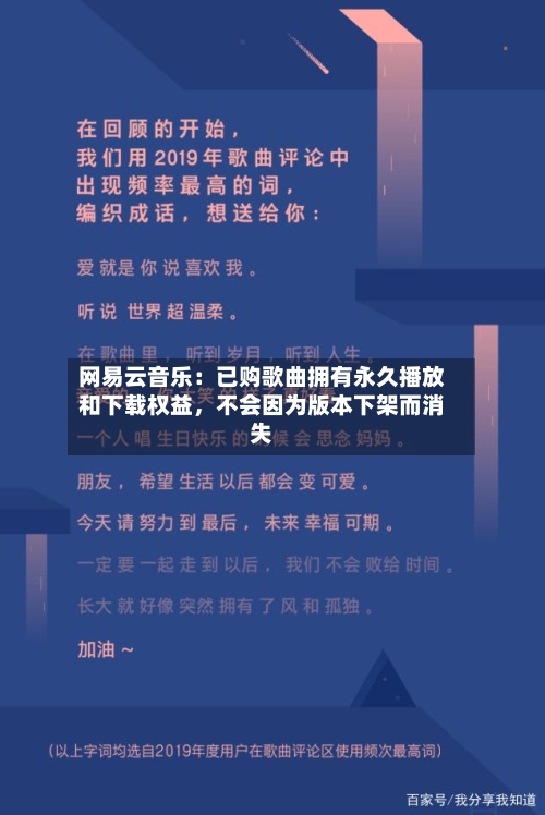 网易云音乐：已购歌曲拥有永久播放和下载权益，不会因为版本下架而消失-第1张图片