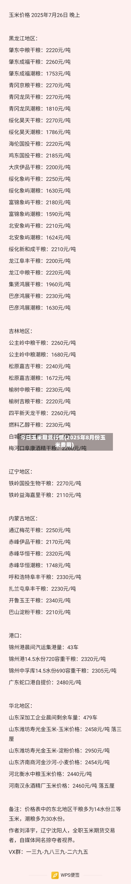 今日玉米期货行情(2025年8月份玉米费用)-第1张图片
